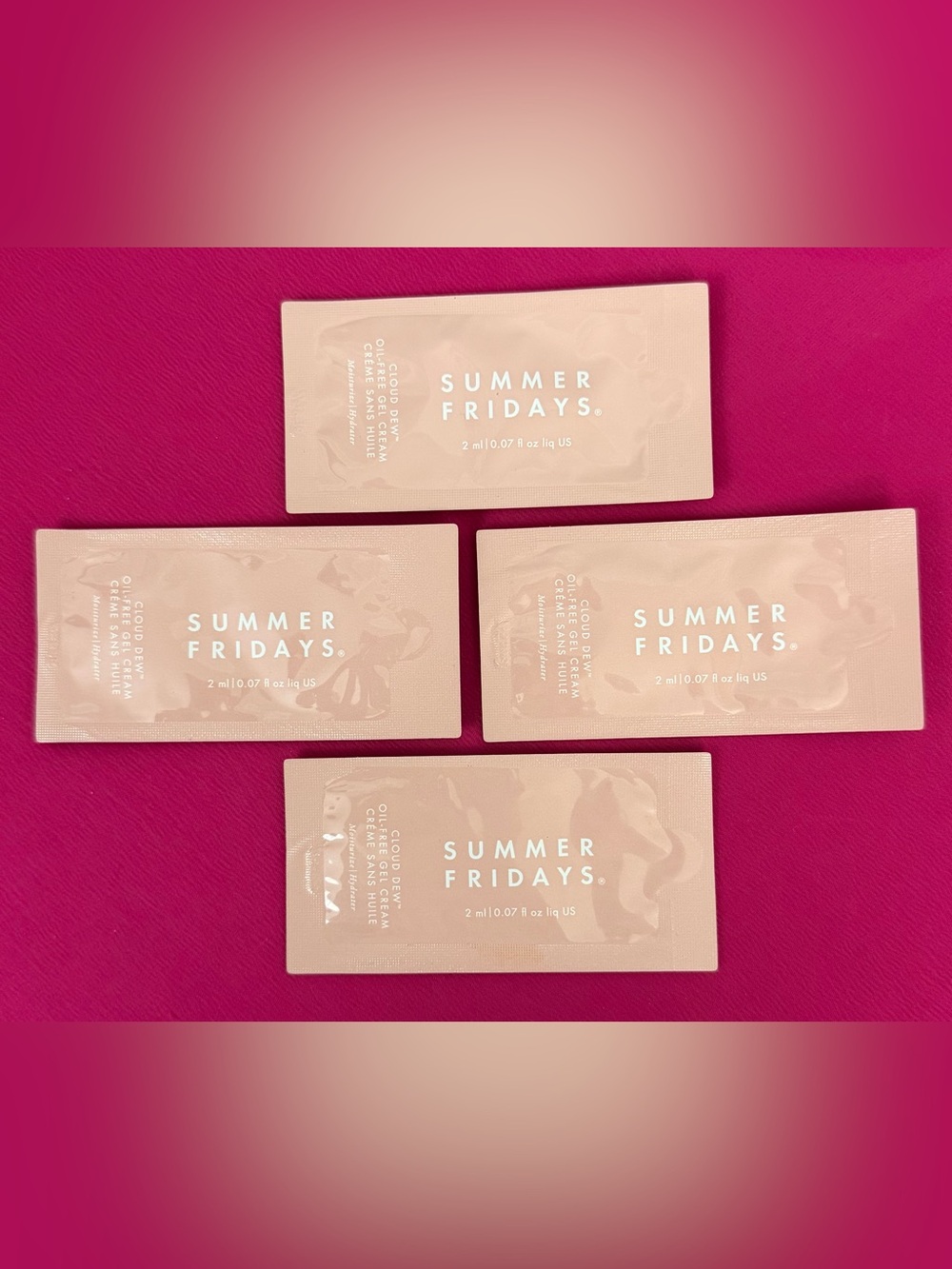 Summer Fridays Cloud Dew Oil-Free Gel Cream Moisturizer 2ml Travel Packs x4. New